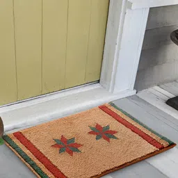Saral Home Beige & Maroon 2 Pieces Printed Cotton Anti Slip Doormats-13