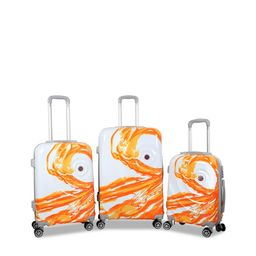 Polo Class Unisex Set of 3 Orange & White Printed Hard Luggage Trolley Bags-7