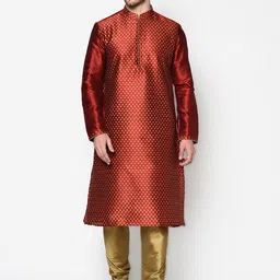 DEYANN Men Red Ethnic Motifs Kurta-40