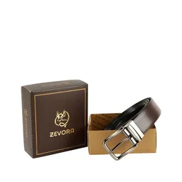 ZEVORA Men Brown & Black Solid Reversible Belt-image-81