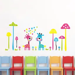 rawpockets Multicoloured Giraffie Under Mushrooms Wall Stickers-image-25