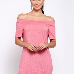 iki chic Pink Off-Shoulder Bardot Longline Top-image-14