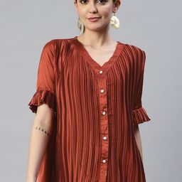 plusS Accordion Pleats Shirt Style Top-image-23