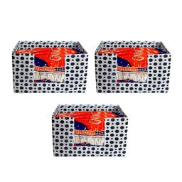 Kuber Industries Set of 3 White & Black Printed Large Stacker Foldable Wardrobe Organisers-8