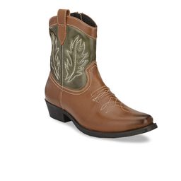 Delize Men Textured High-top Cowboy Flat Boots-image-44