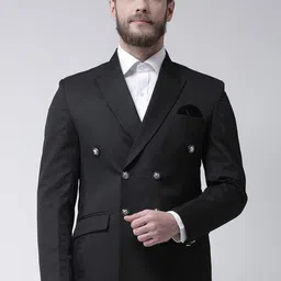 Hangup Men Black Solid Double-Breasted Blazer-image-94