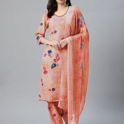 Chhabra 555 Women Peach Floral Printed Kurta with Salwar & With Dupatta-picture-35