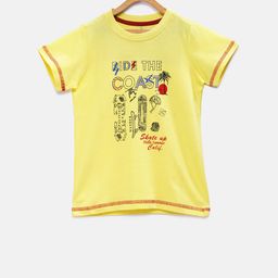 TALES & STORIES Boys Yellow Printed Round Neck T-shirt-image-103