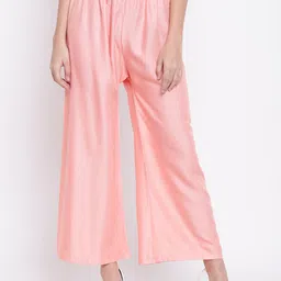 RIVI Women Peach-Coloured Slim Fit Solid Parallel Trousers-image-41