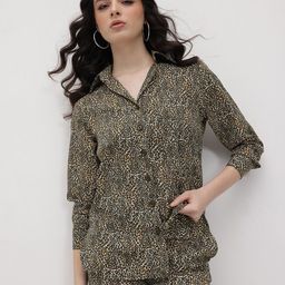 r.code by the roadster life co. R.Code by The Roadster Life C Women Animal Print Co-Ords-picture-1