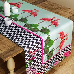 SEJ by Nisha Gupta Green Printed Table Runner-12