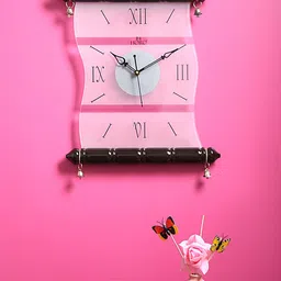 Horo Transparent & Coffee Brown Handcrafted Scroll-Shaped Solid Analogue Wall Clock-image-45