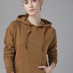 Roadster Women Brown Solid Hooded Sweatshirt-image-34