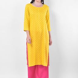 Span Women Yellow Ethnic Motifs Printed Kurta-image-36