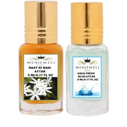 Menjewell Set of 2 Raat Ki Rani & Aqua Fresh Attar - 5 ml each-90