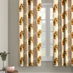 Cortina Beige Single Printed Curtain-image-18