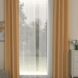ROSARA HOME Set of 4 Taupe & White Door Curtains-image-50