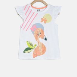 MINI KLUB Girls White Printed A-Line Pure Cotton Top-picture-34