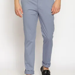 Basics Men Blue Tapered Fit Solid Regular Trousers-image-101
