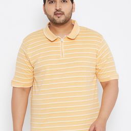 Instafab Plus Men Yellow Striped Polo Collar T-shirt-picture-10