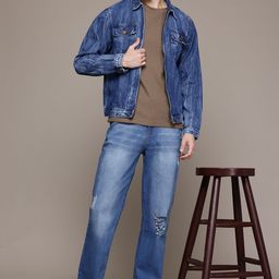 The Roadster Lifestyle Co. Men Straight Fit Low Distress Light Fade Stretchable Jeans-image-58