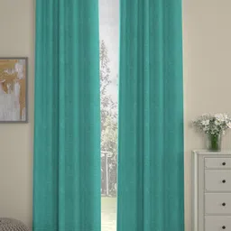 ROSARA HOME Sea Green Set of 2 Long Door Curtains-37