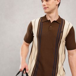 Nautica Men Striped Polo Collar Pure Cotton T-shirt-image-98