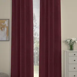 ROSARA HOME Maroon Set of 2 Long Door Curtains-12