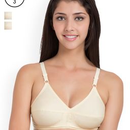 Souminie Pack of 3 Pure Cotton Non Padded Full Coverage U Back Bra-21