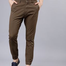 HIGHLANDER Men Olive Brown Slim Fit Joggers-image-41