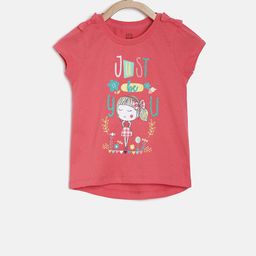 MINI KLUB Girls Red Printed High-Low Pure Cotton Top-image-37