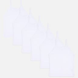 Bodycare Kids Girls Pack Of 6 White Solid Camisoles-47
