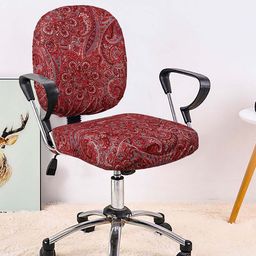 Cortina Red & Beige Ethnic Motifs Printed Chair Cover-5