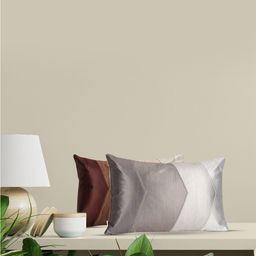 Home Brown & Grey Set of 2 Colourblocked Rectangle Cushion Covers-26