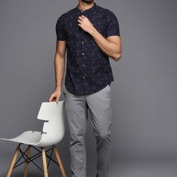 Indo Era Men Navy Blue Smart Printed Cotton Casual Shirt-image-80