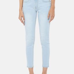 People Women Light Blue Regular Fit Jeans-image-1