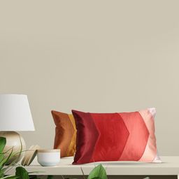 Home Mustard & Red Set of 2 Colourblocked Rectangle Cushion Covers-34