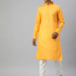 Manthan Men Self Design Regular Pure Cotton Kurta with Churidar-image-26