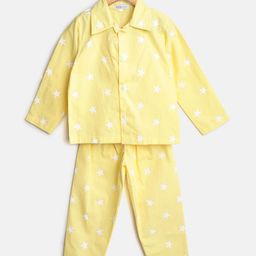 Kids Clan Unisex Kids Yellow Star Printed Night Dress-picture-45