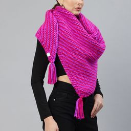Magic Needles Women Striped Acrylic Knitted Shawl-picture-29