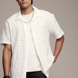 Roadster Men Textured Cuban Collar Relaxed Fit Casual Shirt-image-59
