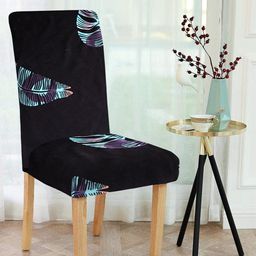 Cortina Set Of 4 Black & Blue Printed Chair Covers-37