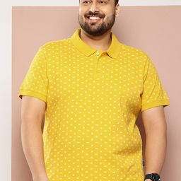 Sztori Plus Size Printed Polo Collar Pure Cotton T-shirt-image-60