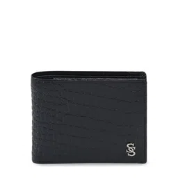 Second SKIN Men Black Textured Genuine Leather Two Fold Wallet-image-88