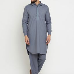 SOJANYA Men Grey Solid Kurta with Salwar-picture-43