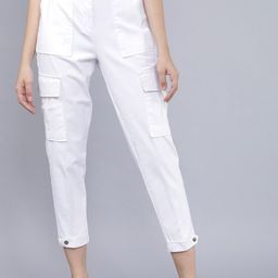 Tokyo Talkies Women White Regular Fit Solid Cargos-image-83