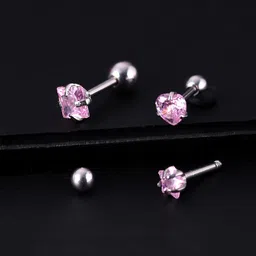 Yellow Chimes  Set of 3 Pink Contemporary Studs Earring-picture-17