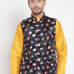 KLOTTHE Printed Cotton Blend Nehru Jacket-32