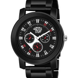 SWADESI STUFF Men Black Dial & Black Metal Straps Analogue Watch-metal black 1b-image-6