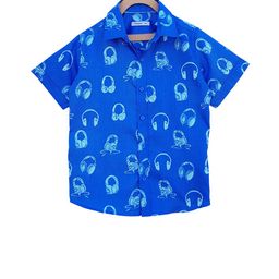 Campana Boys Blue Regular Fit Printed Casual Shirt-image-32